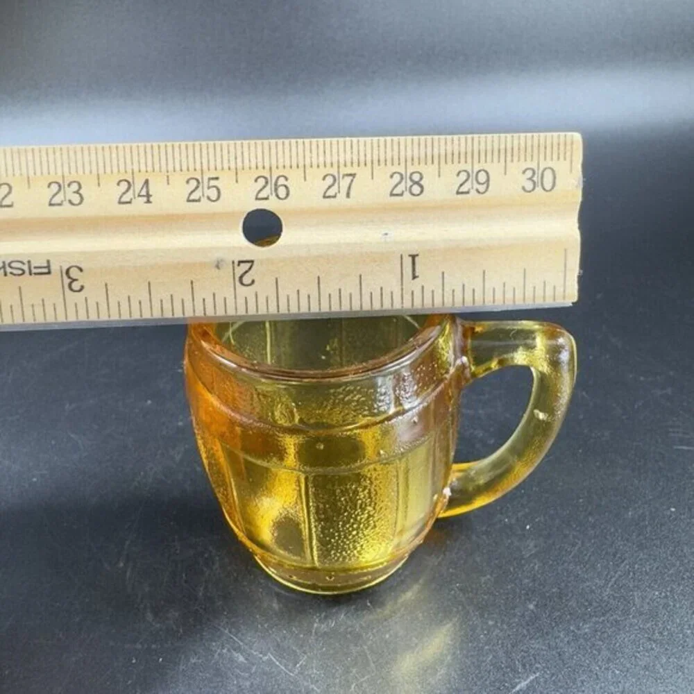 Vintage Amber Glass Barrel Shot Glass Single‎ Toothpick Holder Glassware Decor